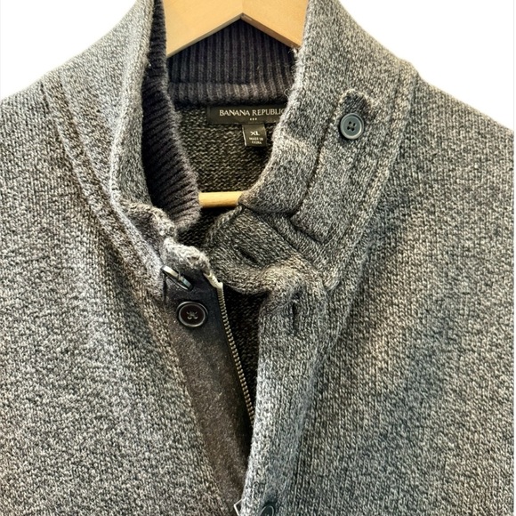 Banana Republic Premium Zip Button Cardigan XL Cotton Wool Blend - Picture 2 of 9